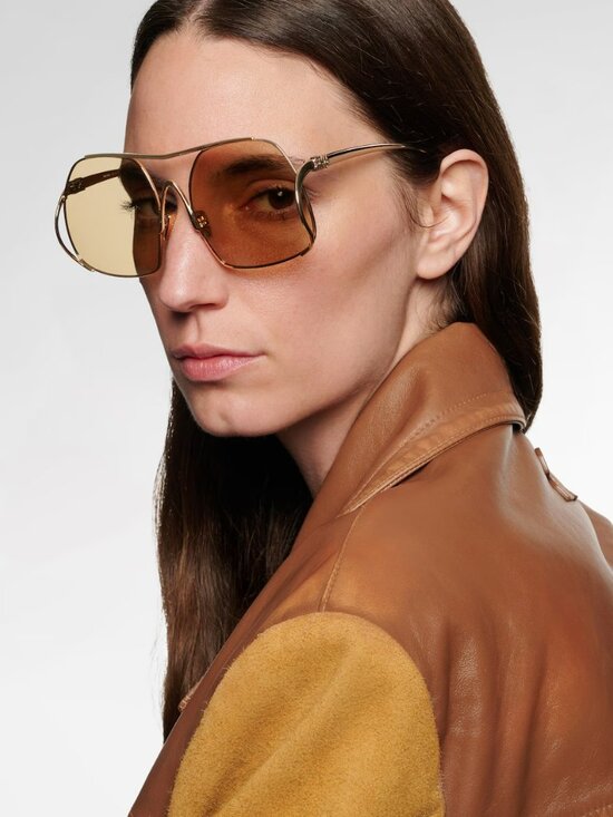 Miu Miu Women Sunglasses Gold Yellow Pilot MUA55S 5AK10R NEW AUTHENTIC main image 12